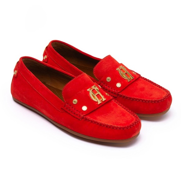 HOLLAND COOPER RARE Suede Driving Loafers in Neroli Orange Gold Detailing UK 3 - Picture 11 of 11